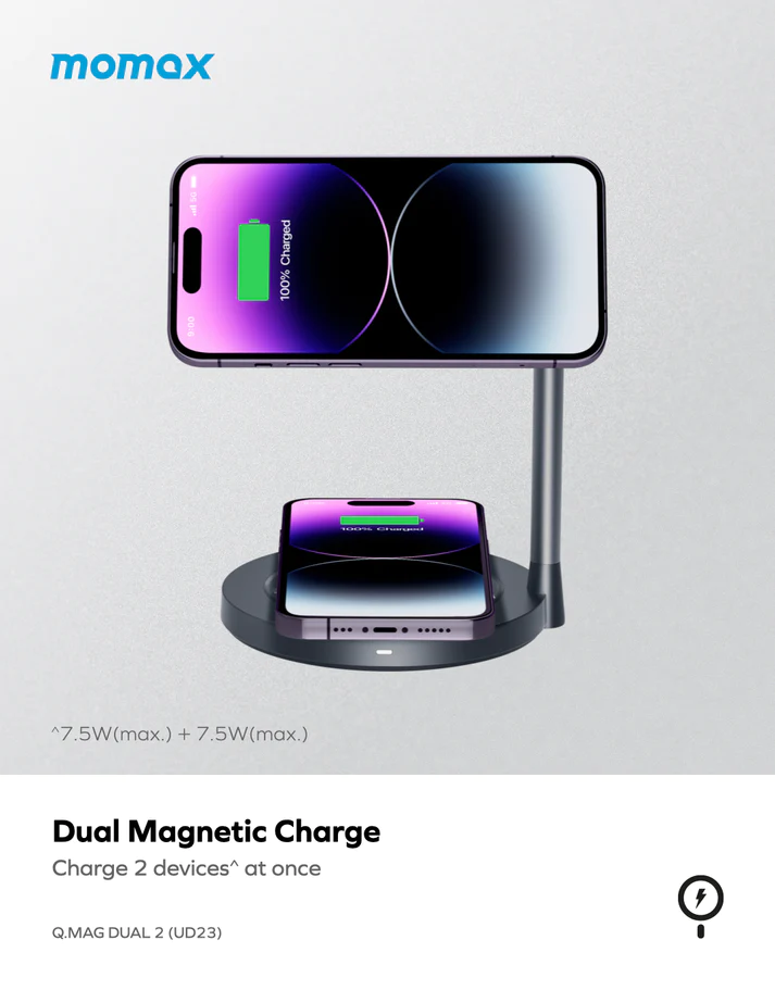 Transparent | MOMAX Launched Dual Magnetic Wireless Charging Stand ...