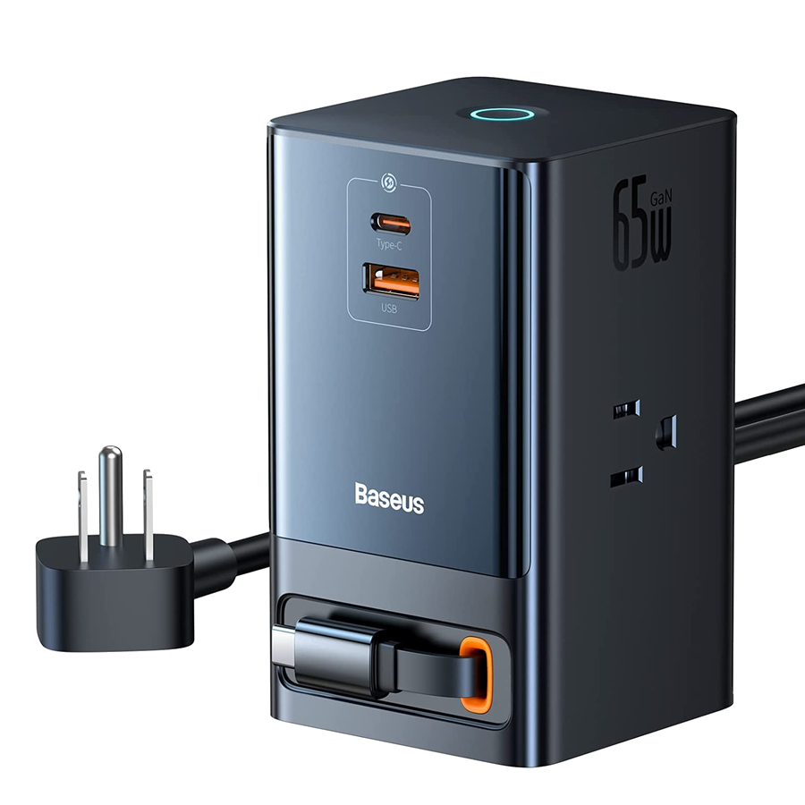 Retractable USB-C Cable  Baseus Launched 65W 6-in-1 GaN Charging Station -  Chargerlab